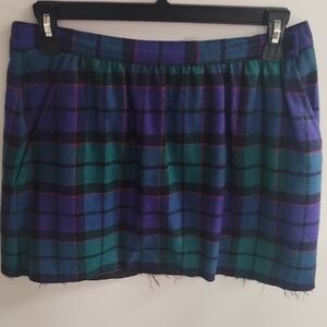 Vintage Plaid Hand Cropped Mini Skirt